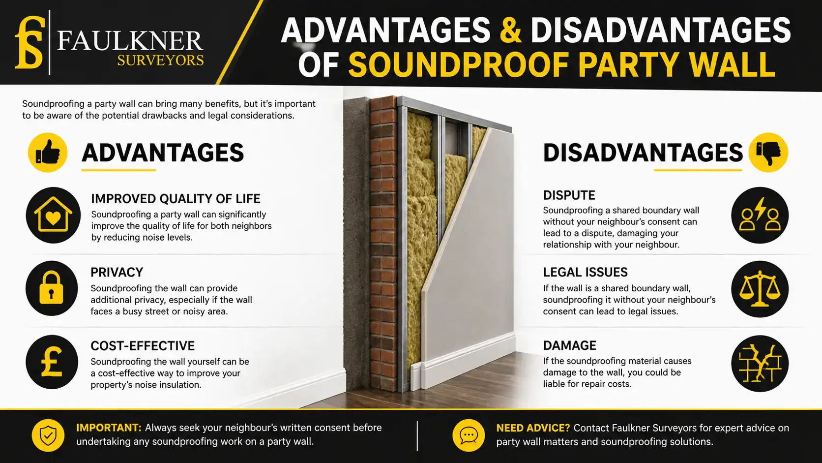 Can you soundproof a Party wall? 2 Advantages and Disadvantages of Soundproof Party Wall Southall