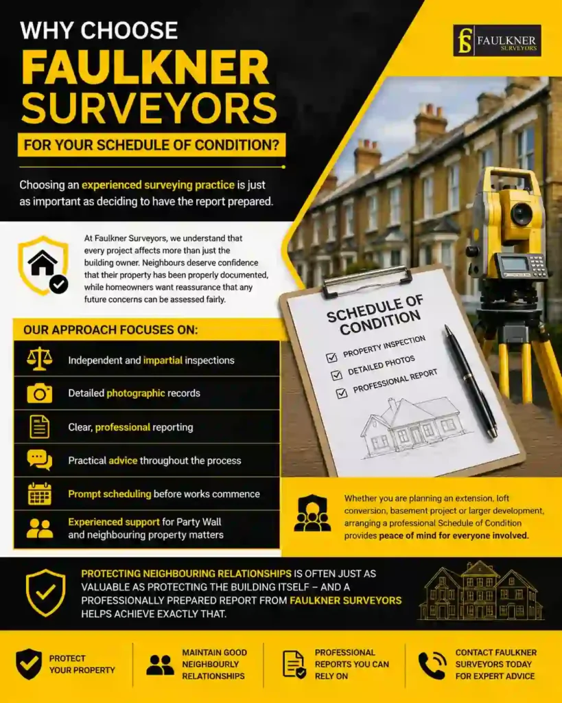 Schedule of Condition: What It Is and Why It Protects Both Neighbours 3 Why Choose Faulkner Surveyors for Your Schedule of Condition Southall?